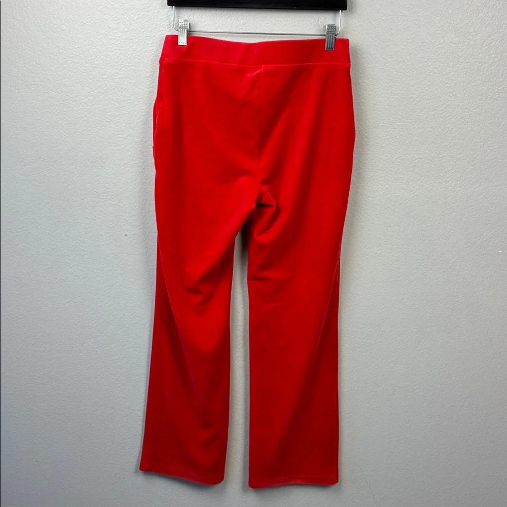 Juicy Couture SET Red Velour Zip Up Jacket Flare Pants Glittering Crown S Y2K - Picture 11 of 13